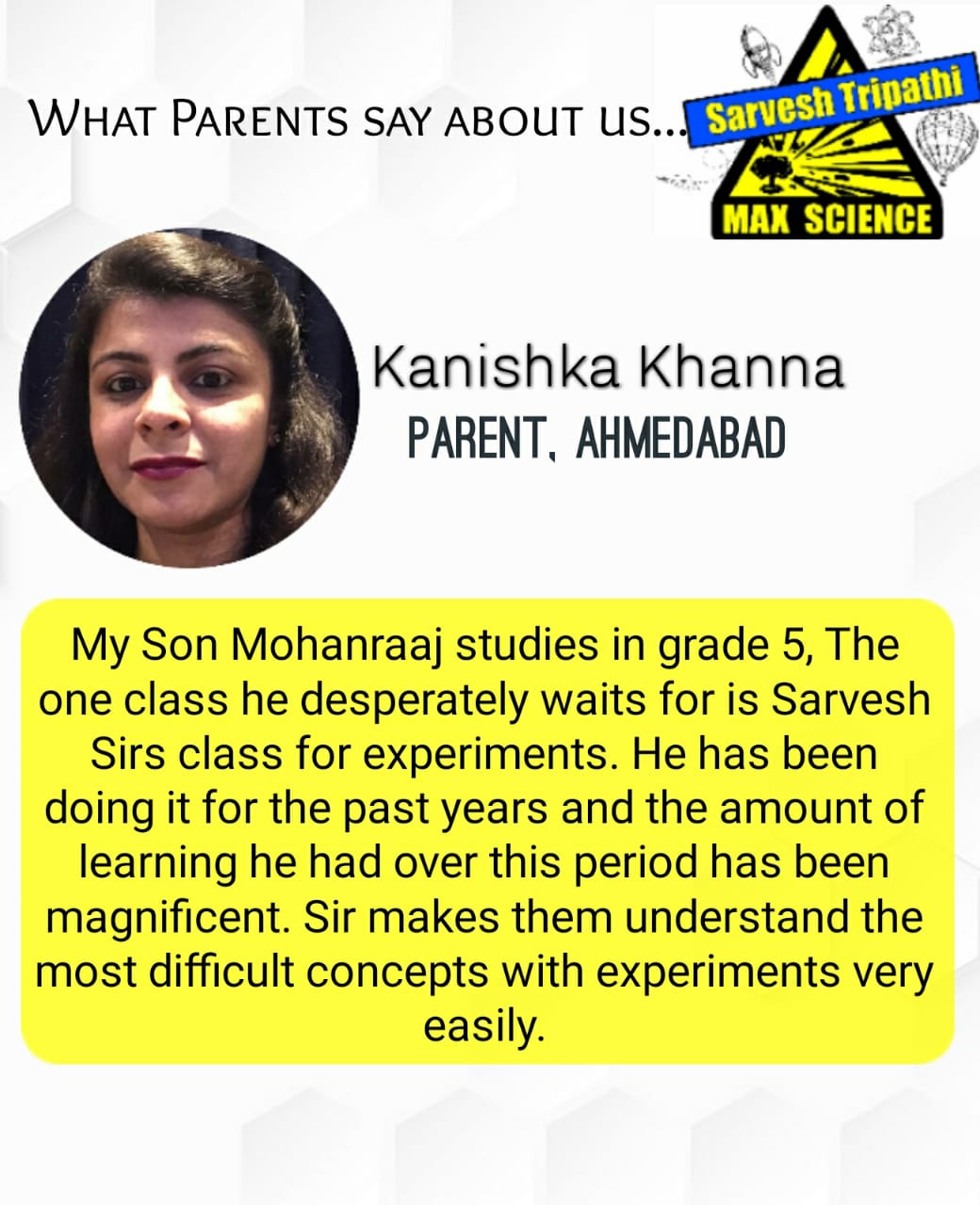 Testimonials | Sarvesh Tripathi Max Science