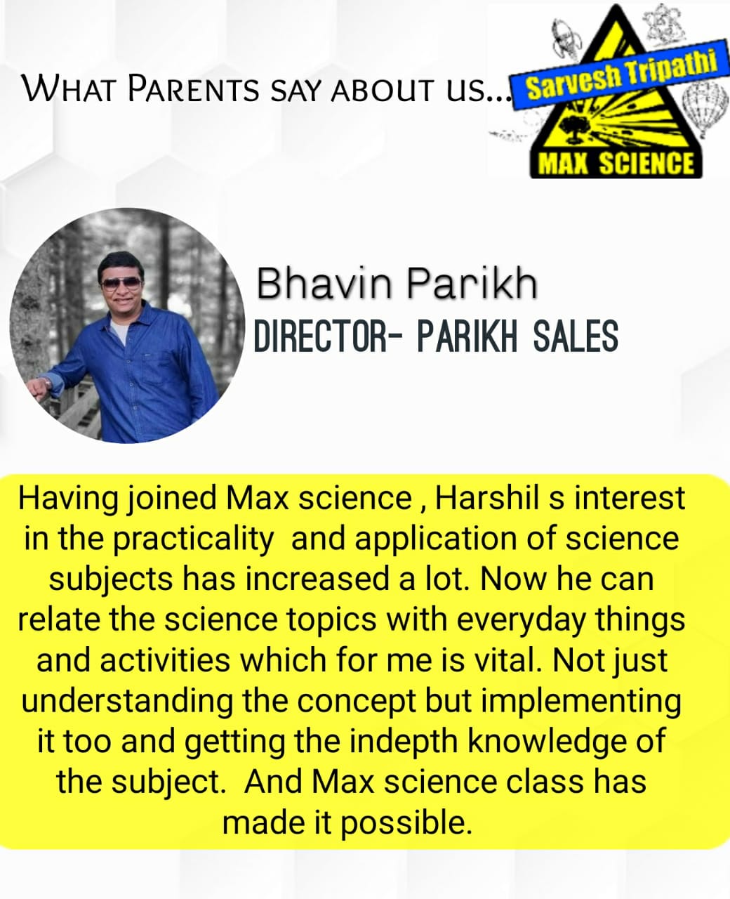 Testimonials | Sarvesh Tripathi Max Science